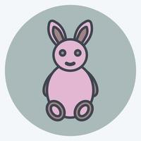 Bunny Icon in trendy color mate style isolated on soft blue background vector