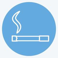 Icono de cigarrillo encendido en el moderno estilo de ojos azules aislado sobre fondo azul suave vector