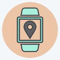 Location App Icon in trendy color mate style isolated on soft blue background vector