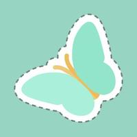 Butterfly Flying Tailor Sticker in trendy line cut isolated on blue background vector