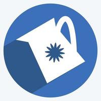 Watering Plants Icon in trendy long shadow style isolated on soft blue background vector