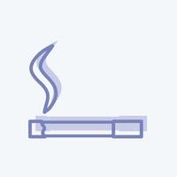 Lit Cigarette Icon in trendy two tone style isolated on soft blue background vector