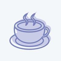 icono de café caliente en un moderno estilo de dos tonos aislado sobre fondo azul suave vector