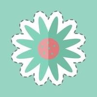 Daisy Tailor Sticker in trendy line cut isolated on blue background vector