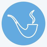 Lit Smoking Pipe Icon in trendy blue eyes style isolated on soft blue background vector