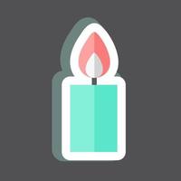 Lit Candle Sticker in trendy isolated on black background vector