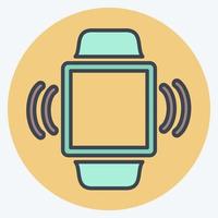 Vibration Icon in trendy color mate style isolated on soft blue background vector