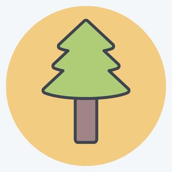 Tree II Icon in trendy color mate style isolated on soft blue background vector