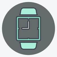Analog Clock Icon in trendy color mate style isolated on soft blue background vector