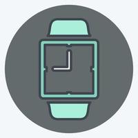 Icono de reloj analógico en estilo moderno color mate aislado sobre fondo azul suave vector