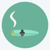 Lit Cigar Icon in trendy flat style isolated on soft blue background vector