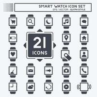 Smart Watch Icon Set Icon in trendy glyph style isolated on soft blue background vector