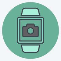 Camera App Icon in trendy color mate style isolated on soft blue background vector