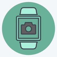 Camera App Icon in trendy color mate style isolated on soft blue background vector