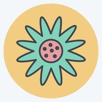 Daisy Icon in trendy color mate style isolated on soft blue background vector