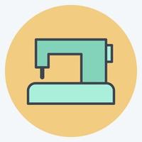 Sewing Machine Icon in trendy color mate style isolated on soft blue background vector