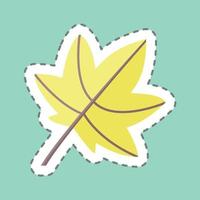 Leaf II Sticker in trendy line cut isolated on blue background vector