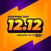 12.12 Shopping Day Sale banner vector illustration with gradient color