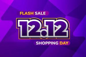 12.12 Shopping Day Sale banner vector illustration with gradient color