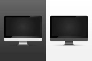 Realistic computer monitor vector image with white and space grey color option front view