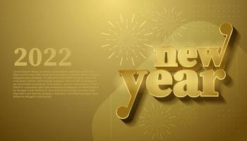 Shiny gold 2022 happy new year banner vector design