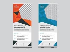 Abstract roll up display standee banner in dark and light shade vector