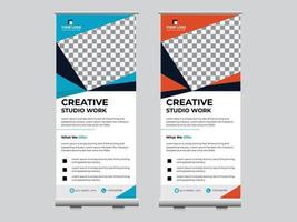 Abstract roll up display standee banner in dark and light shade vector