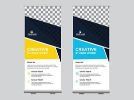 Abstract roll up display standee banner in dark and light shade vector