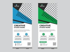 Resumen roll up display standee banner en tonos oscuros y claros vector