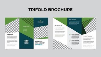Tri fold brochure design with circle, corporate business template vector