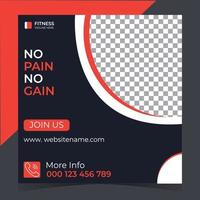 Fitness gym social media banner design square post vector