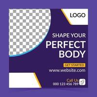 Fitness gym social media banner design square post vector