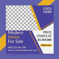 Modern home sale real estate social media post vector