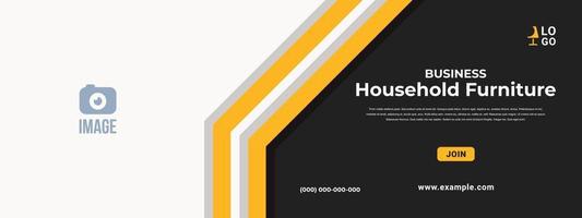 Black and yellow minimalist furniture banner vector