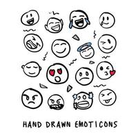 vector set of hand drawn emoticon patterns, cute doodles.