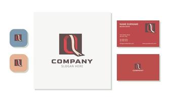 Letter Q and fabric logo design, business card set. vector