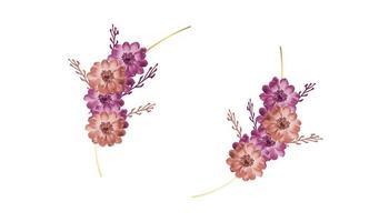 conjunto de elementos florales vectoriales y flores en estilo acuarela para tarjetas e invitaciones de boda. vector