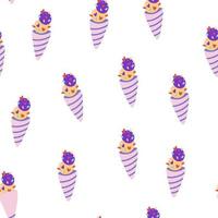 Ice cream seamless pattern. Modern background with Ice cream cone. Perfect for textile, wrapping paper, scrapbook, cafes, restaurant, menus and parties. Cartoon vector illustration