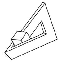 Optical illusion triangle, cube, unreal geometric object vector. Impossible figure. Sacred geometry shape. vector