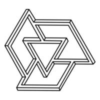 Impossible shapes logo design, optical illusion object. Op art. Unreal geometric figures. Sacred geometry. vector