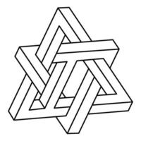 Sacred geometry. Impossible shape. Web design element. Optical Illusion object. Line design. Geometric figures. vector