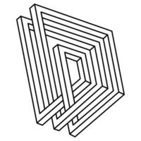 Sacred geometric figure. Impossible shapes. Web design element. Optical illusion object. Escher style. Line design. Op art. vector