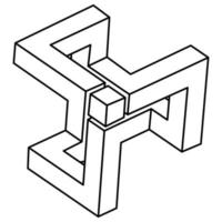 Impossible optical illusion shape. Optical art object. Impossible figure. Sacred geometry. Line art shapes. vector