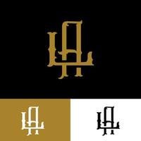 Monogram logo with Initial letter A, L, AL or LA vintage overlapping gold color on black background vector