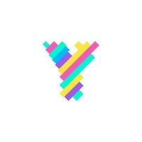 Colorful modern Pixel Y Letter logo design template. Creative technology icon symbol element Vector Illustration perfect for your visual identity.