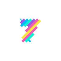 Plantilla de diseño de logotipo de número 7 colorido moderno pixel. Ilustración de vector de elemento de símbolo de icono de tecnología creativa perfecta para su identidad visual.