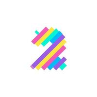 Plantilla de diseño de logotipo de número de píxel 2 moderno colorido. Ilustración de vector de elemento de símbolo de icono de tecnología creativa perfecta para su identidad visual.