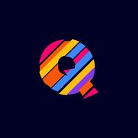 Colorful Abstract Q Letter logo volume design template. Q font icon Vector Illustration perfect for your visual identity.