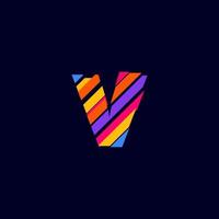 Colorful Abstract V Letter logo volume design template. V font icon Vector Illustration perfect for your visual identity.