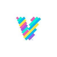 Colorful modern Pixel V Letter logo design template. Creative technology icon symbol element Vector Illustration perfect for your visual identity.